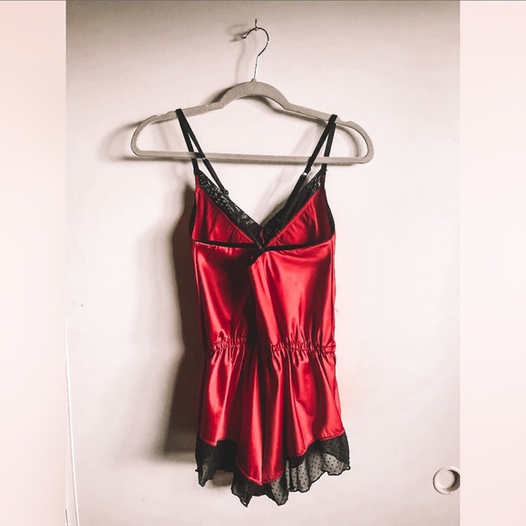 NWOT Sexy, Silky🌹Red Bebe Romper w/ Lace Detail - Picture 2 of 3